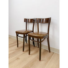 Load image into Gallery viewer, Pair of Vintage MCM Walnut Bentwood Chairs, Curved Wood Accent Seating
