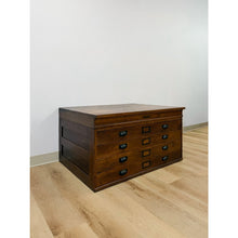 Load image into Gallery viewer, Antique Hamilton Printing Cabinet, Four Drawer Dark Oak Wood Dresser Collectable
