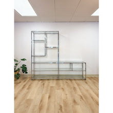 Load image into Gallery viewer, Rare Milo Baughman Style Chrome Glass Etagere Display Shelf Vintage MCM Shelving

