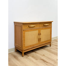 Load image into Gallery viewer, Vintage Coastal Wicker Rattan  Blonde Buffet Natural Wood Two Drawer Cabinet
