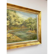 Load image into Gallery viewer, Vintage Oil Painting Landscape Father Son Fishing River Impressionist On Canvas
