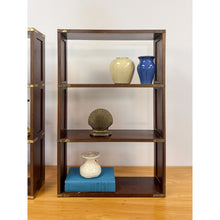 Load image into Gallery viewer, Bombay Company Campaign Style Shelf Pair Brass Trim Vintage Traditional
