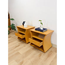 Load image into Gallery viewer, Unique Curved Hourglass Double Sided Nightstand Pair Vintage Accent
