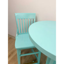 Load image into Gallery viewer, Vintage Bistro Set Turquoise Blue Counter Height Table Two Chairs Outdoor/Indoor
