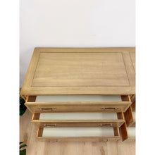 Load image into Gallery viewer, Vintage MCM Gray Washed Blonde Dresser Six Drawer With Metal Handles
