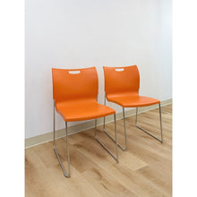 Load image into Gallery viewer, Pair of Orange Plastic and Chrome MCM Retro Style Accent Chairs
