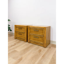 Load image into Gallery viewer, Lea Furniture Faux Bamboo Nightstand Pair Vintage Coastal Hollywood Regency

