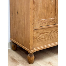Load image into Gallery viewer, Antique European Pine Wardrobe Two Door Armoire Turned Feet, Natural Wood
