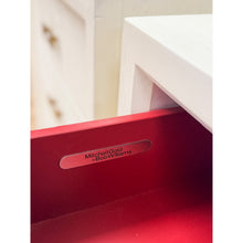 Load image into Gallery viewer, Pair of Mitchell Gold &amp; Bob Williams White Nightstands, Red Drawers Brass Pulls
