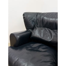 Load image into Gallery viewer, Calia Salotti Italian Black Leather Chair and Ottoman Set Made in Italy
