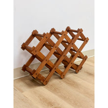 Load image into Gallery viewer, Collapsible Teak Ten Bottle Wine Rack Vintage MCM Danish Modern Bar Piece
