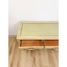 Load image into Gallery viewer, Vintage Ficks Reed Faux Bamboo Petite Desk with Drawers Wicker Coastal MCM
