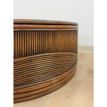 Load image into Gallery viewer, Pencil Reed Rattan Burlwood Inlay Round Coffee Table Gabriella Crespi Style Rare
