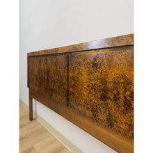 Load image into Gallery viewer, Vintage John Stuart MCM Burlwood King Headboard Bronze Inlay Detail, Collectable
