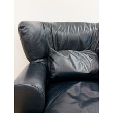 Load image into Gallery viewer, Calia Salotti Italian Black Leather Chair and Ottoman Set Made in Italy
