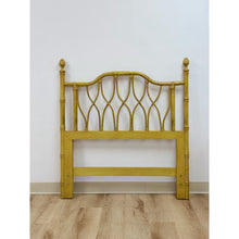 Load image into Gallery viewer, Coastal, Yellow Faux Bamboo, Hollywood Regency, Twin Headboard, Woven Details

