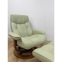 Load image into Gallery viewer, Lane Furniture Stressless Style Sage Green Leather Swivel Recliner Chair Ottoman
