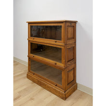 Load image into Gallery viewer, Antique Oak Four-Piece Barrister Cabinet with Glass Flip-Up Doors for Library
