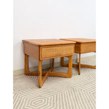 Load image into Gallery viewer, Very Rare Lane Perception MCM Oak Nightstands Cane Drawers Vintage Mid Century
