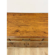 Load image into Gallery viewer, Vintage MCM Bassett Nine Drawer Fluted Dresser Brass Pulls and Trim Mid Century
