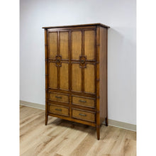 Load image into Gallery viewer, Vintage Thomasville Pauletti Faux Bamboo Woven Armoire, Collectible Storage
