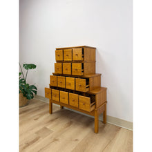 Load image into Gallery viewer, Handmade Vintage Tiered Apothecary Cabinet Fifteen Drawers Antique Style
