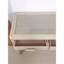 Load image into Gallery viewer, Rattan glass top desk
