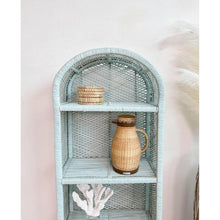 Load image into Gallery viewer, Coastal Blue Arched Wicker Shelf
