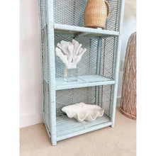 Load image into Gallery viewer, Coastal Blue Arched Wicker Shelf
