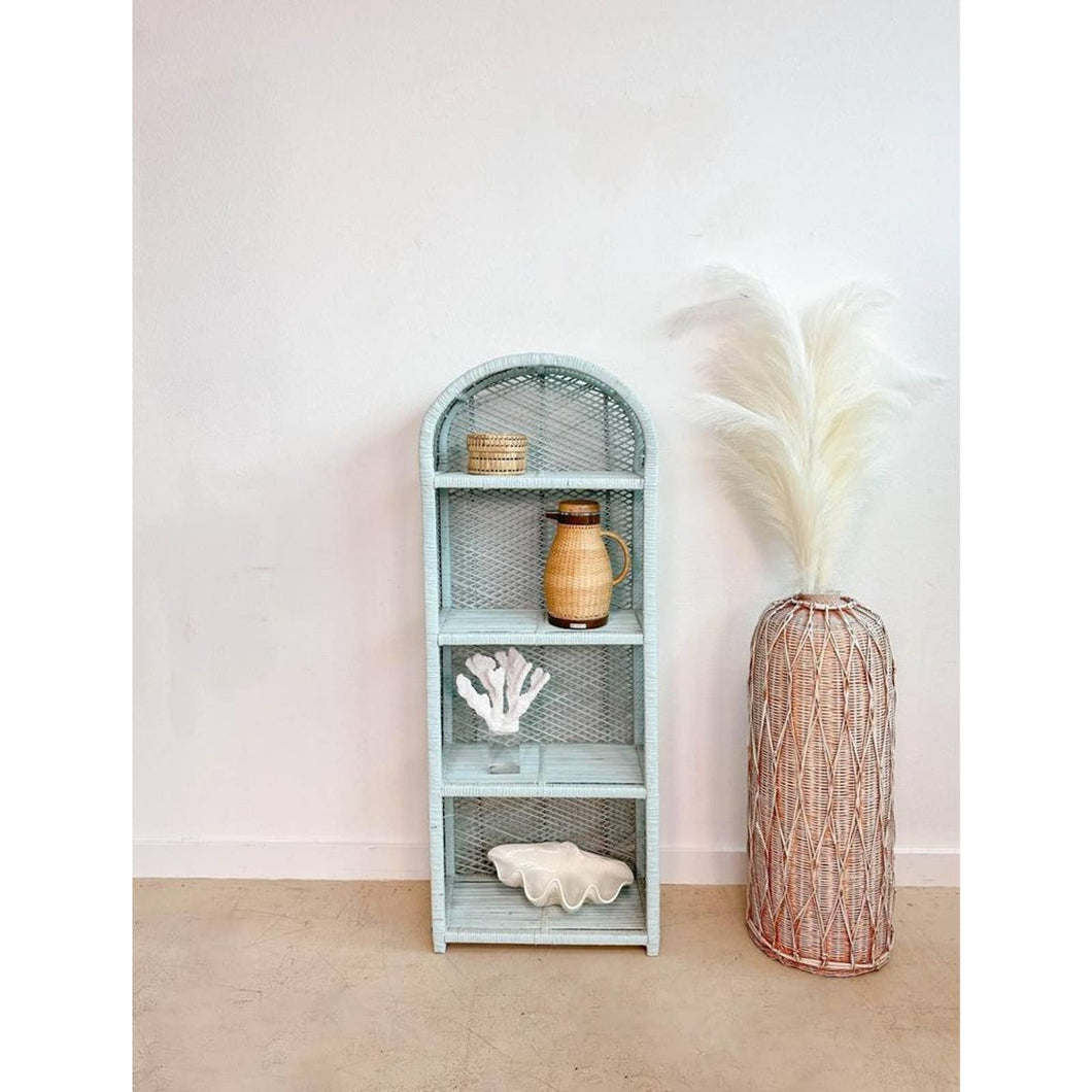 Coastal Blue Arched Wicker Shelf