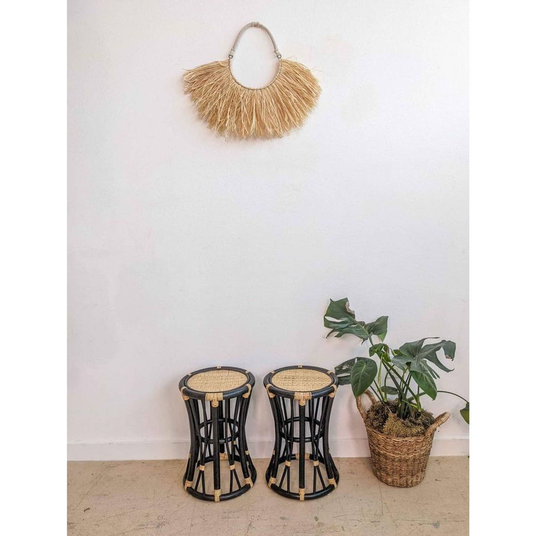 Pair Of Black Rattan Side Tables