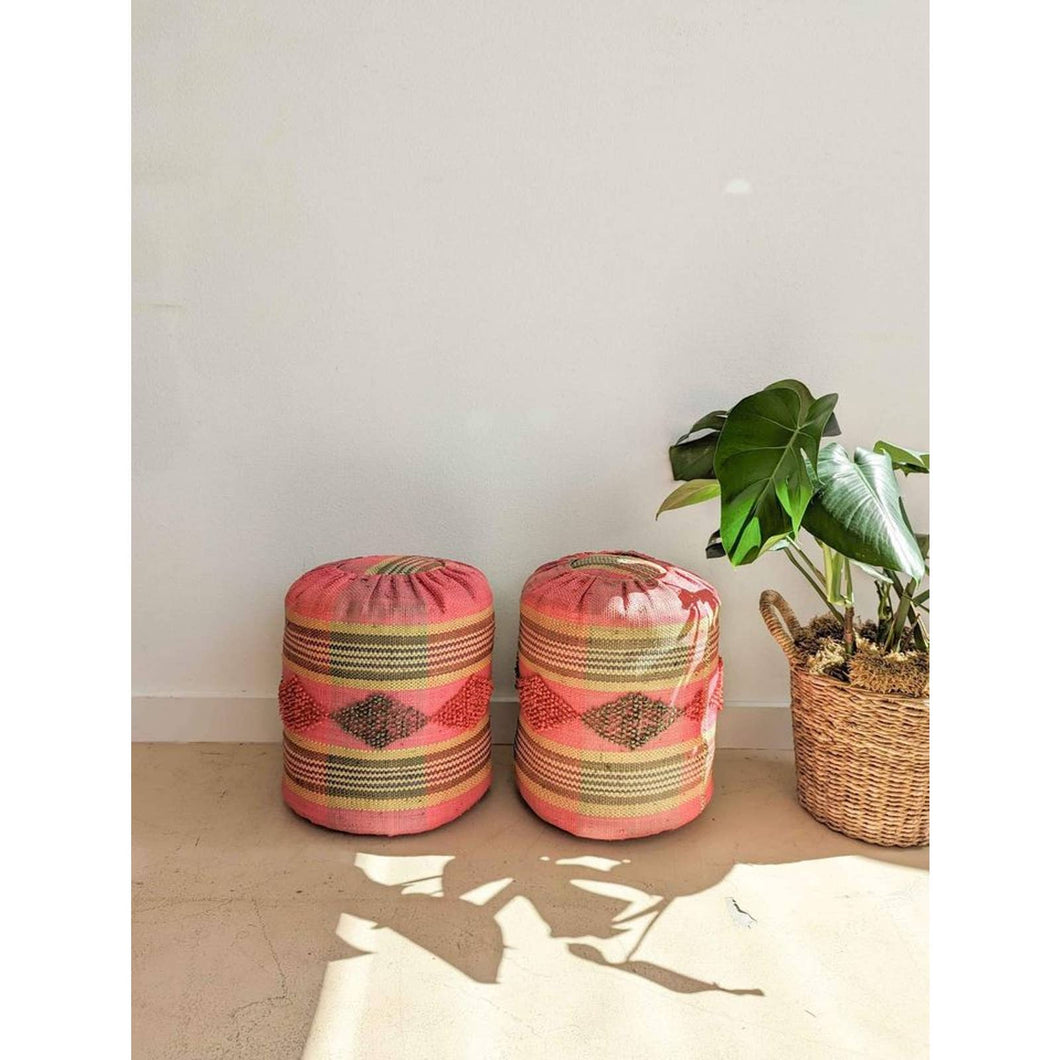Pair Of Moroccan Woven Poufs