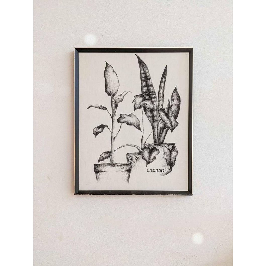 Framed Canvas Plant Painting