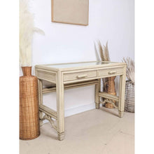 Load image into Gallery viewer, Rattan glass top desk

