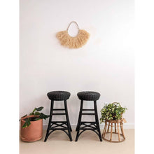 Load image into Gallery viewer, Pair of Black Rattan Barstools
